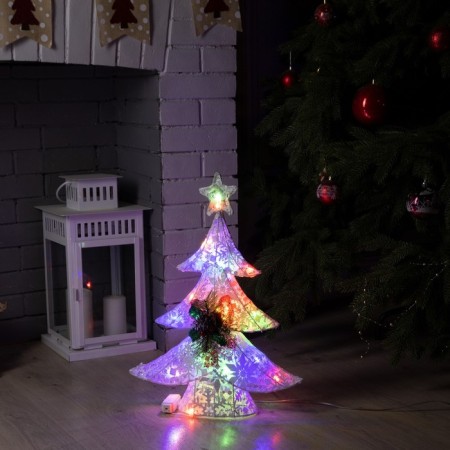 LED figure "Christmas tree" 37 × 50 × 10 cm, metal, textiles, 220 V, glow of multi