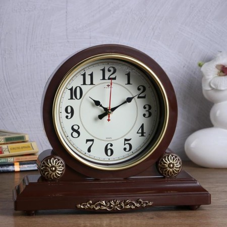 Berte desktop watches, silent, 30 x 26 cm, D-16.5 cm, brown body with gold-2