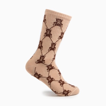 Women's socks, beige color/bears, size 23-25 ​​(37-40)