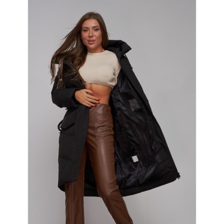 Coat insulated winter female, size 48, black color-15