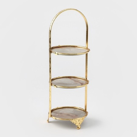 Take for dessert 3-tier shade "Marble", 10.5 × 29 cm, golden color of gold