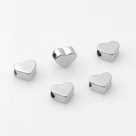 Busin-Lodger Rodir. "Heart", 6 × 6 mm, d (ext.) = 2 mm, (set 10 pcs.), Color silver