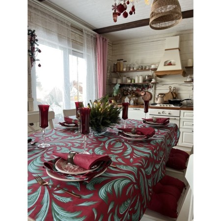 FIR tablecloth, patterns, size 140x150 cm, red-3