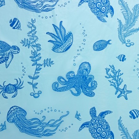The bathroom curtain "Underwater World", 180 × 180 cm, blue color-1