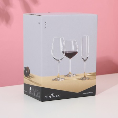 A set of glasses for champagne Viola, 6 pcs, 190 ml, crystal glass-4