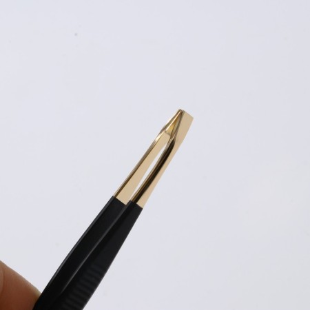 Direct tweezers, narrow, 9 cm, black/golden color-4