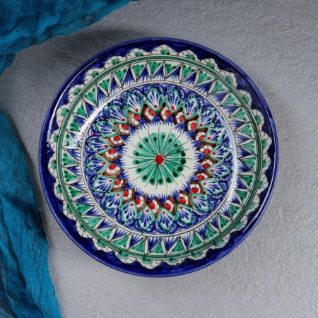 The plate of the Rishtan ceramics "Patterns", blue, deep, 20 cm-5