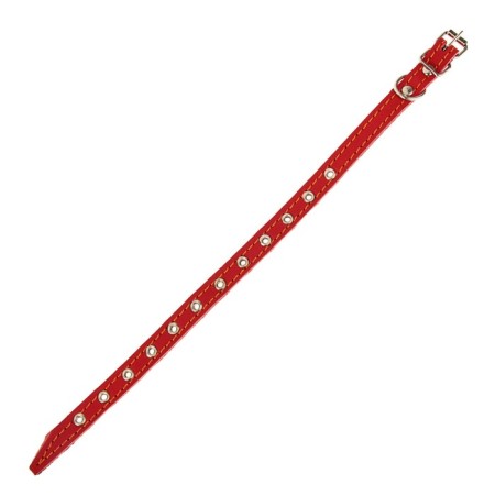 Leather collar on synthetic winterizer, dimensionless, 37 x 1.5 cm, Osh 21-31 cm, red-2