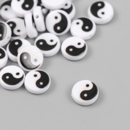 Beads for creativity Plastic "Yin-Yang" white-black set 31 pcs 0.4x1.1x1.1 cm