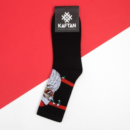 New Year's socks KAFTAN "Santa" size 41-44 (27-29 cm), black color-2