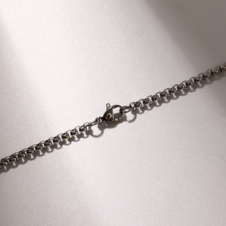 Unisex “bullet” Carved pattern, Cleaned silver color, 60 cm-1