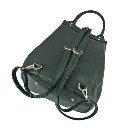 Women's backpack, artificial leather, green 28x17.5x35 cm-2