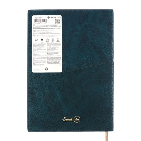 Dated 2025 diary, Escalada, A5+ 176 sheets, integral cover, artificial leather, foil embroidery, lies, block 80 g/m2, green block-15