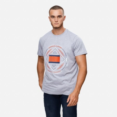 T -shirt male, gray color/print mix, size 44 (s)