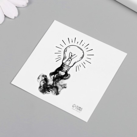 Black Tattoo on the body "Black. Light bulb" 6x6 cm-4