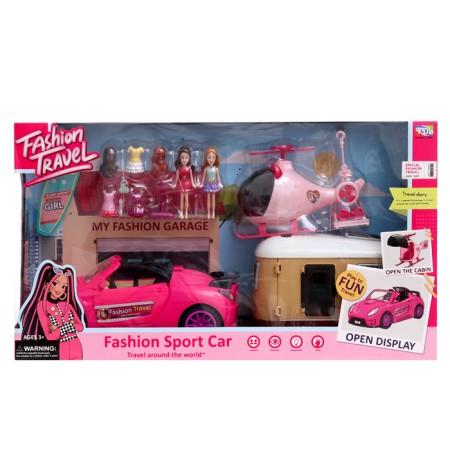 Game set "Traveler" a car with a trailer, helicopter, dolls, accessories-22