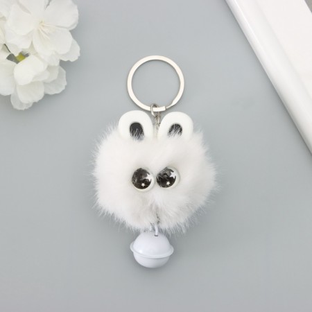 Fluffy on the ring "Star eyes with a bell" white 8.5x6x6 cm-1