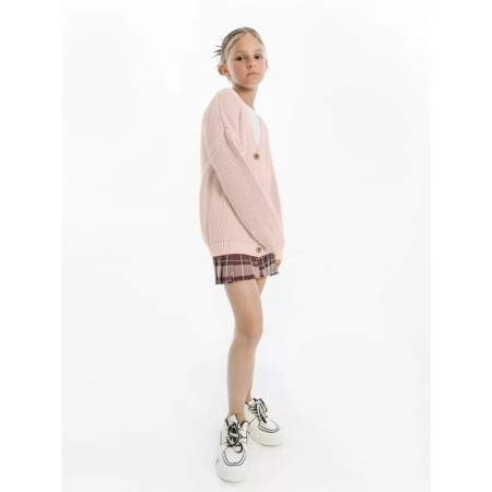 Cardigan for girls, height 140 cm, white-pink color-10