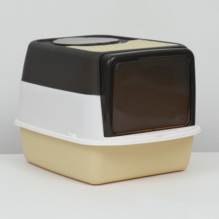 Closed transparent toilet 51 x 34 x 37 cm, yellow+scoop-1