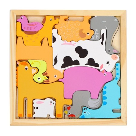 Children's developing puzzle in the frame "Pets" 16.6 × 16.6 × 1.2 cm-4