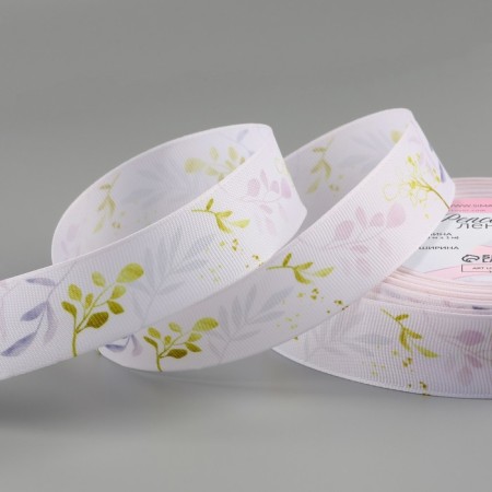Republic tape "Autumn leaves", 25 mm, 23 ± 1 m, white color