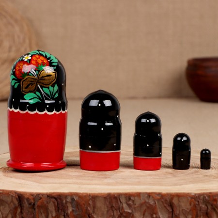 Nesting doll "Anna", Khokhloma, 5-doll-1