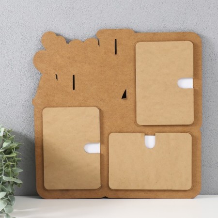 Photo frame LHDF "Dad" 33x33 in 3 photos 10x15 cm, col. White oak (plastic screen)-2