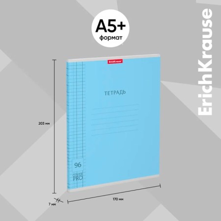 Notebook 96 sheets Erichkrause Coverpro Classic, Plastic Cover, OFSET block, 100%whiteness, MIX-3