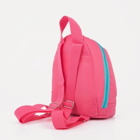 Baby backpack on a zipper, a reflective strip, pink color-5