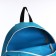 A backpack with a zipper, external pocket, blue color