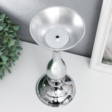 Silver of Metal for 1 candle "elegant" silver 32x13x13 cm-3
