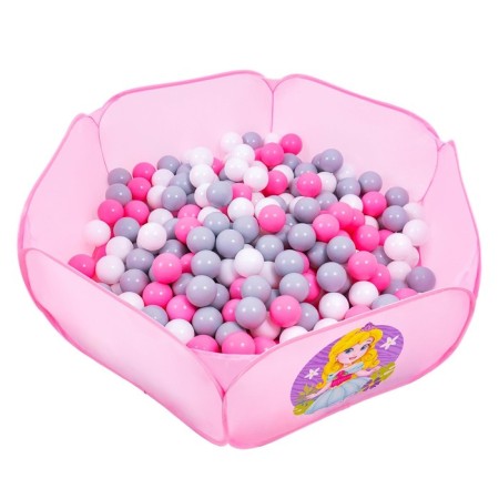 Balls for dry pool with a pattern, ball diameter 7.5 cm, set 150 pieces, pink, white, gray color-6