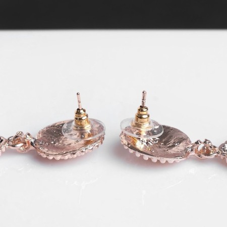 Earrings Metal "Barbados" drops, color pink gold-2