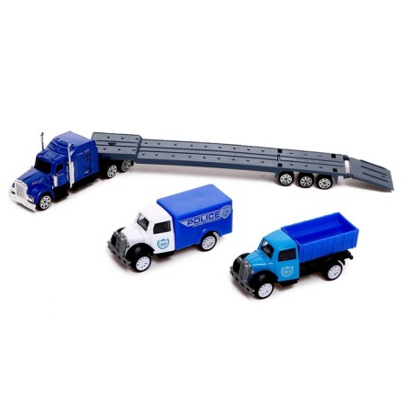 Metal truck "Police", inertial, with 2 machines-3
