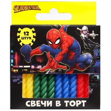 Set of candles for the cake "Happy Birthday", 12 pieces, spider-man-5