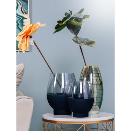 Decorative vase of glass with spraying, 15 × 15 × 20 cm, gray-black color-4