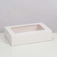 Box fold, pencil case, with a window, white, 25 x 16 x 6 cm