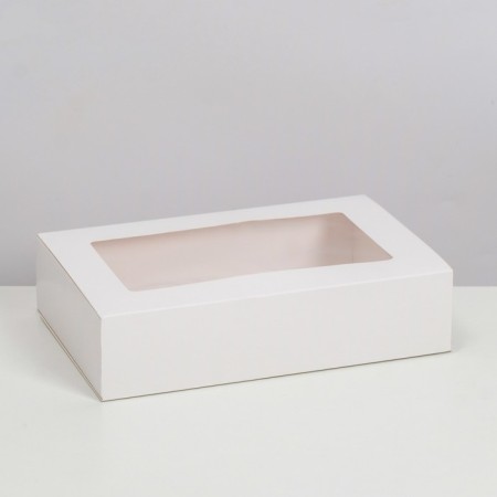 Box fold, pencil case, with a window, white, 25 x 16 x 6 cm