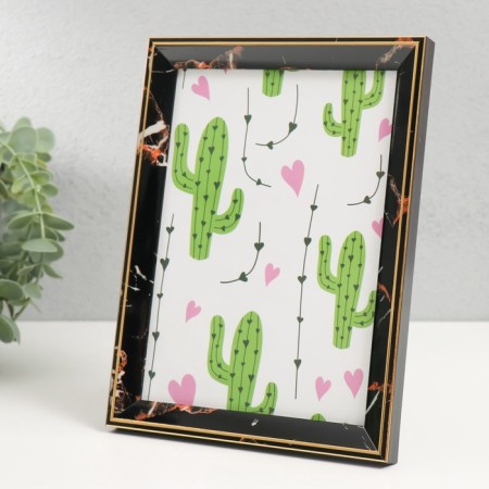 Photo frame plastic 13x18 cm "Black marble with a gold frame" 15x20 cm-2