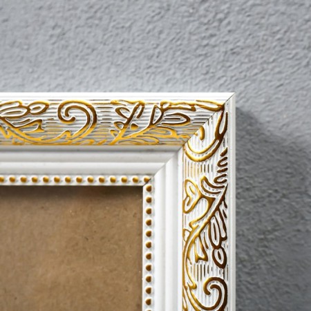 Photo frame plastic 30x45 cm, gold with white (glass screen)-1