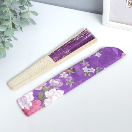 Fan bamboo, textiles h = 21 cm "flowers" with a cover, purple-4