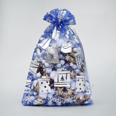 Bag gift organza "Winter joys", 16 x 24 cm +/- 1.5 cm, New Year