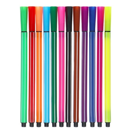 Flomasters 12 colors, in a tube, stripes, yellow bear/pussy-2