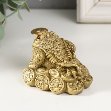 NECKE bronze "Toad on coins, inscription, ingot" 5 x 7 x 6 cm-2