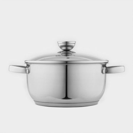 Antei pan, 4 l, d = 22 cm, glass cover, capsule, induction, chrome color-1