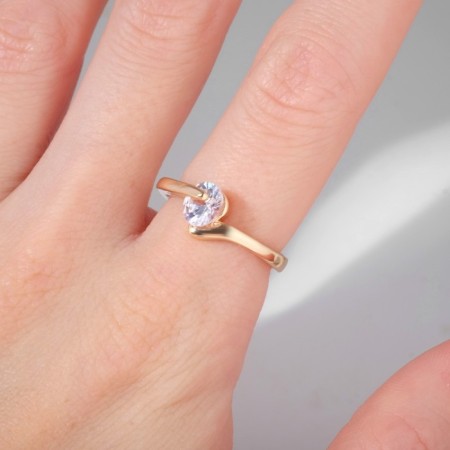 Ring "Classic" crystal solo, white color in gold, dimensionless-2