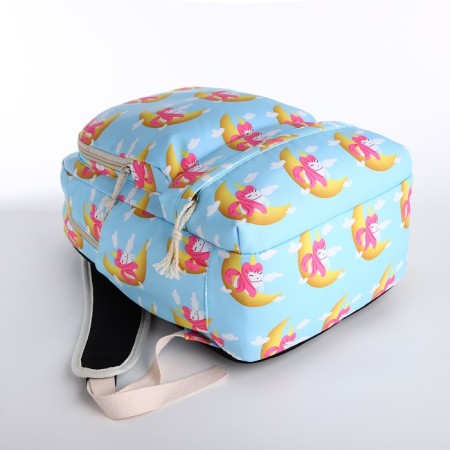 A backpack with a zipper, bag, cosmetic bag, blue color-6
