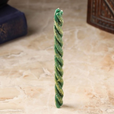 Candle-scruising "Stable income" with a laurel, Ivan-chime and patchouli oil, 16x1.2 cm, green-1