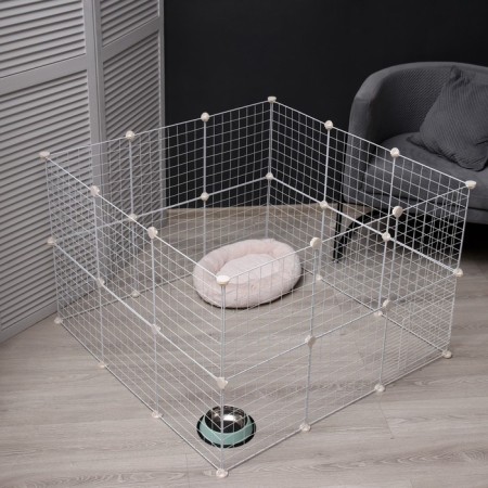 The aviary 24 Metallic sections, 210 x 210 x 35 cm, (link 35 x 35 cm), white