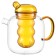 Glass kettle with two cups, yellow color, 1.2 l